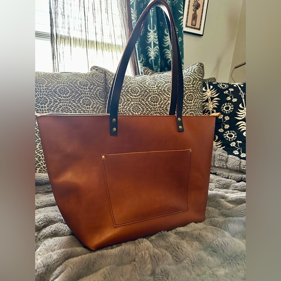 Portland Leather Handbags - Portland Leather Goods, Oversized Zippered Tote Bag, Honey